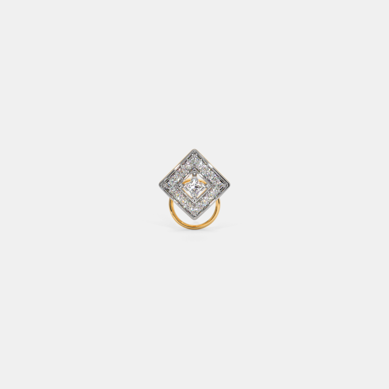 Bastien Shine 0.1 ct Round White Diamond Solitaire Nose Pin