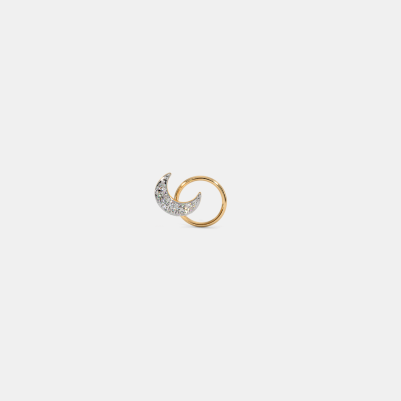 The Lunar Ray 0.1 Carat Round White Diamond Nose Pin