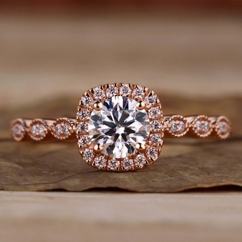 0.55 CT Twilight Halo Pave Ring – View 1