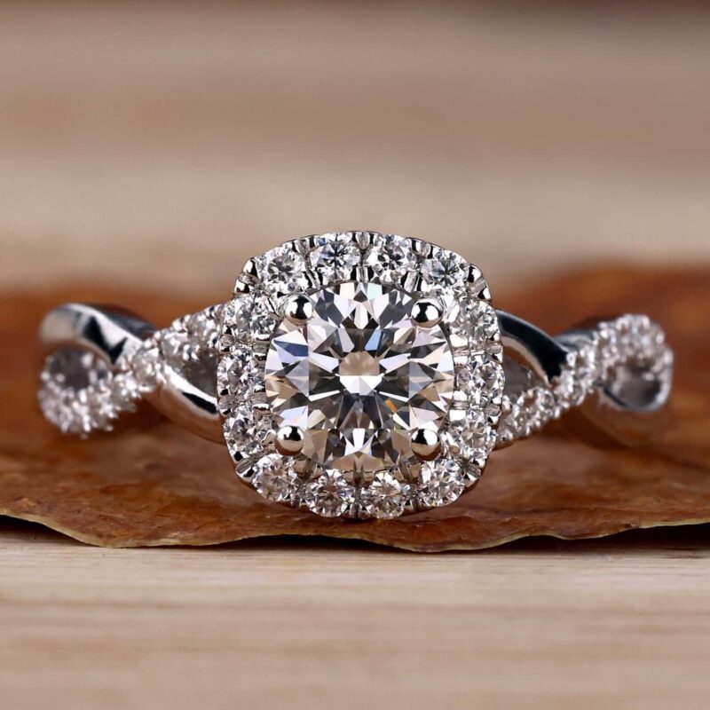 0.73 CT Twilight Reverie Round Halo Ring – View 1