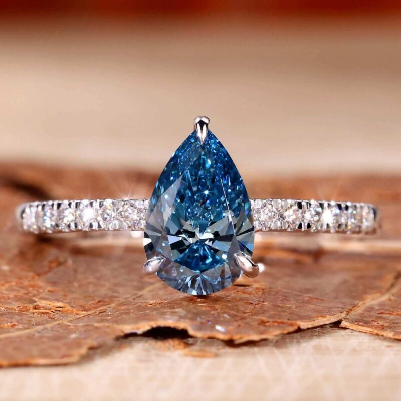 1.02 CT Azure Pear Pave Ring – View 1