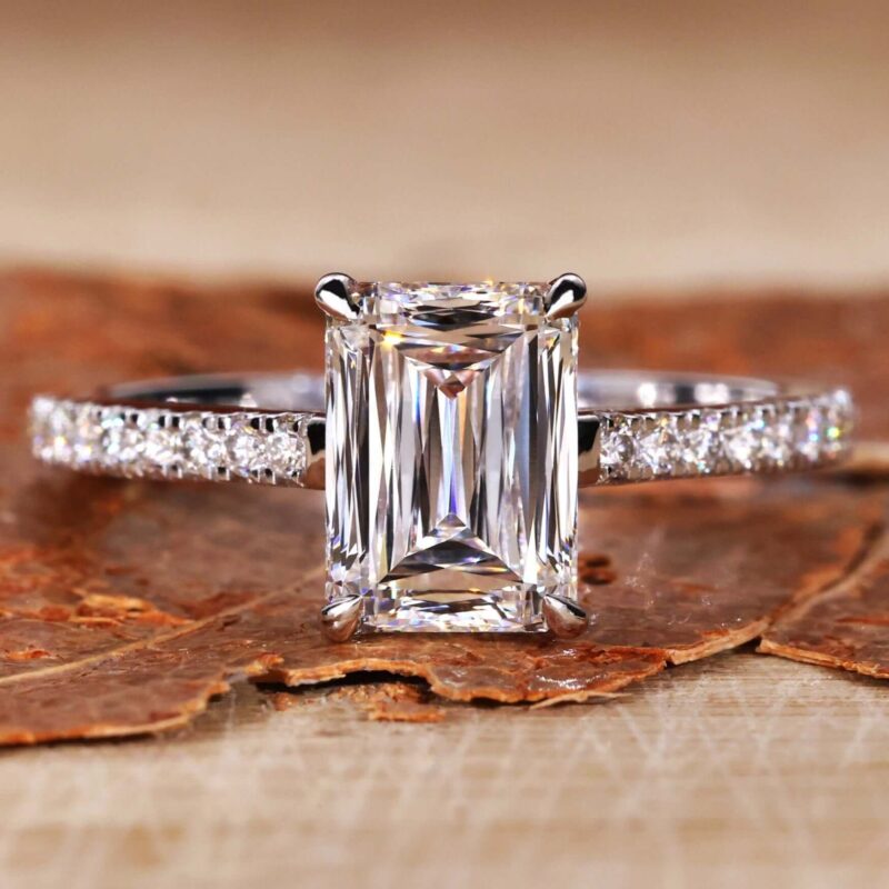 1.78 Carat Criss-Cut Emerald Diamond Engagement Ring – View 1