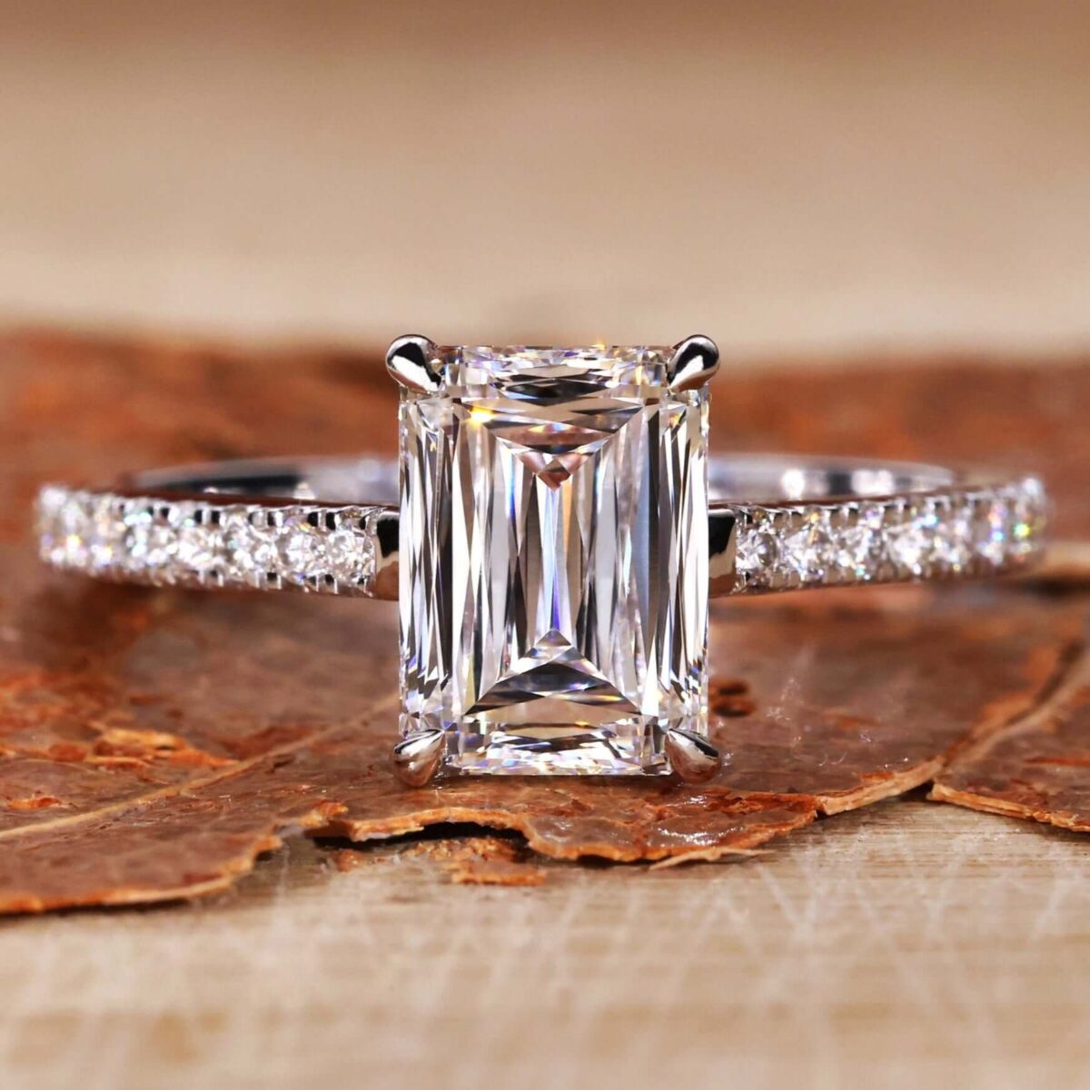 1.78 Carat Criss-Cut Emerald Diamond Engagement Ring – View 1