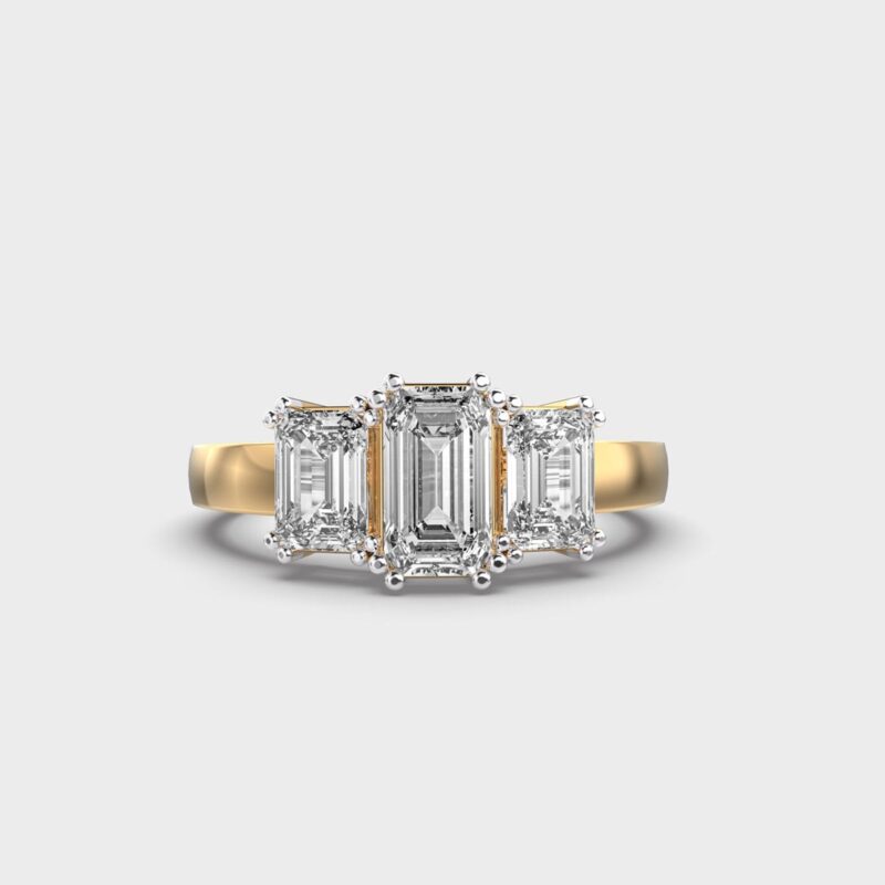 Emerald Elegance Triad Ring – View 1