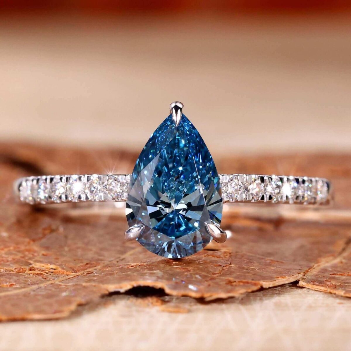 1.02 CT Azure Pear Pave Ring – View 1