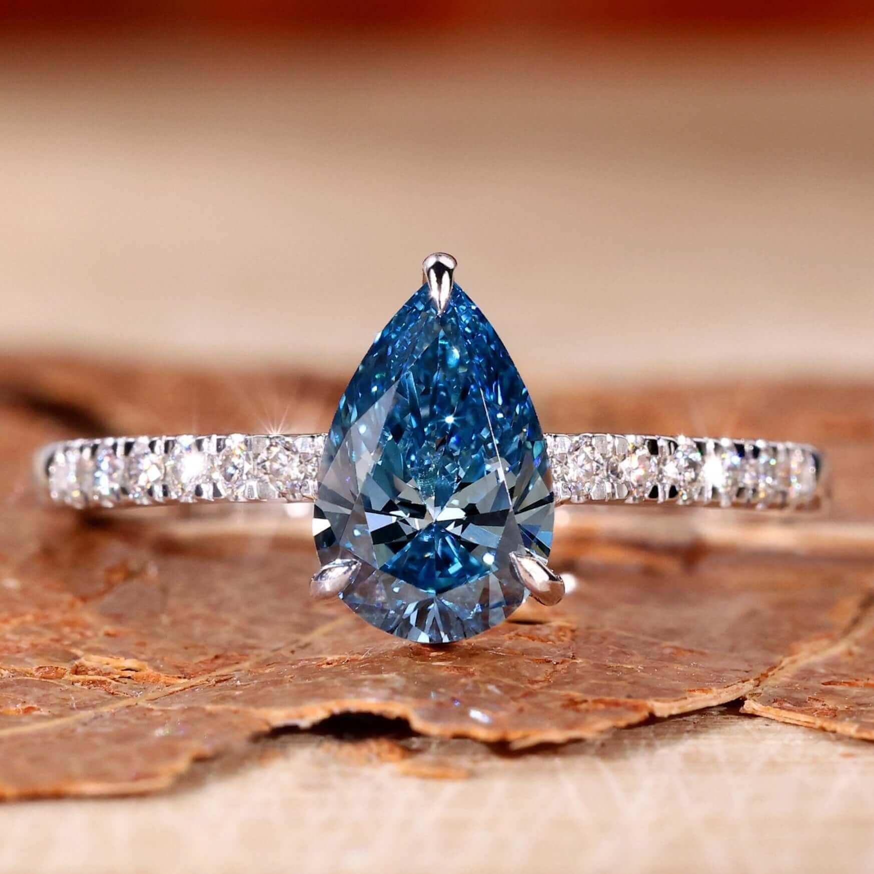 1.02 CT Azure Pear Pave Ring – View 1