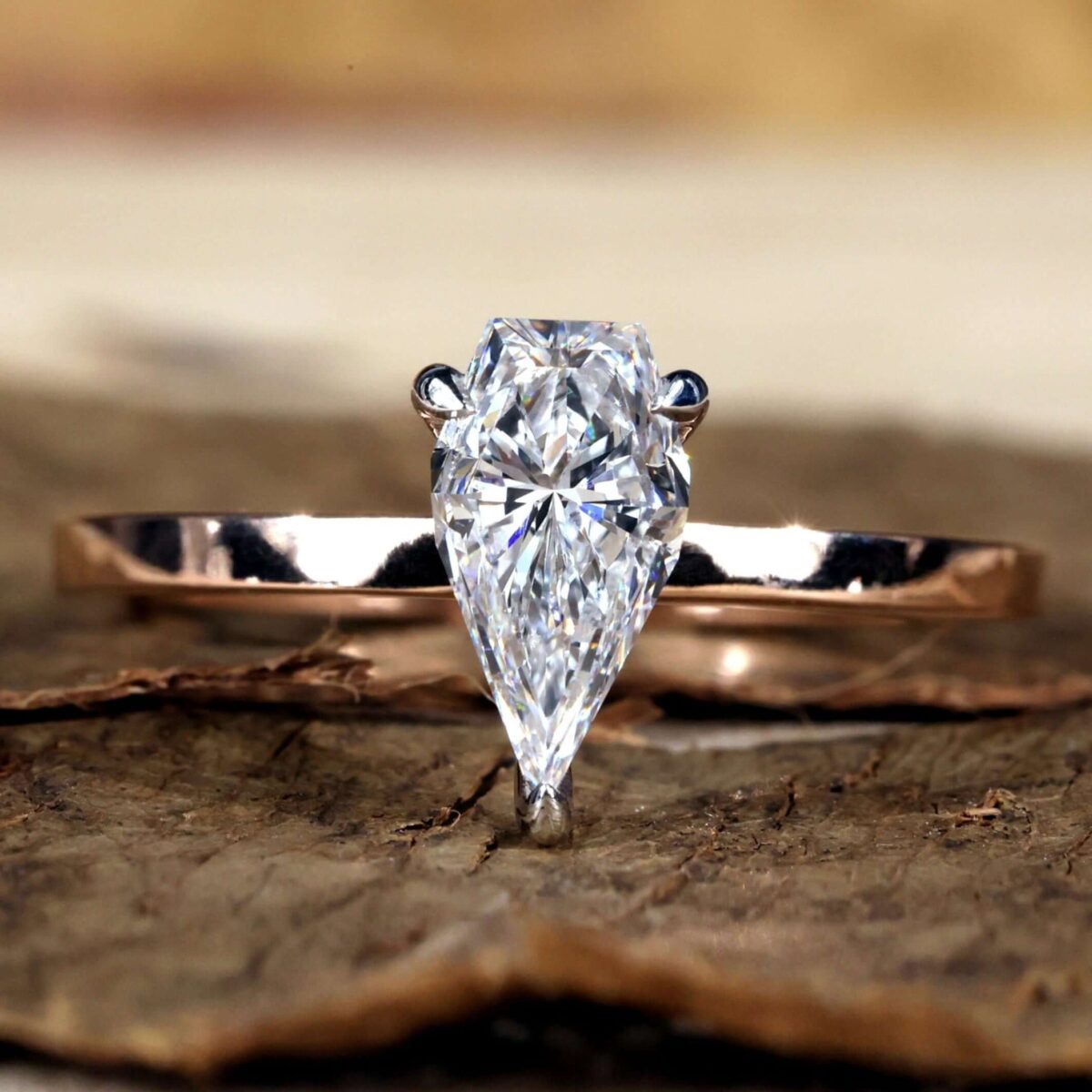 1 CT Spear Cut Lab Grown Diamond Solitaire Ring – View 1