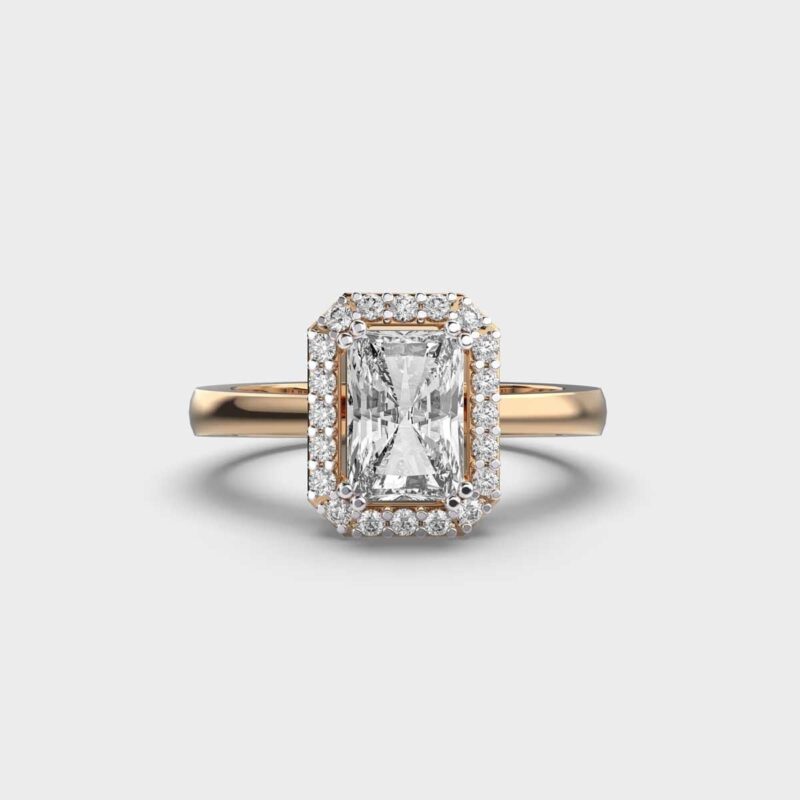 70 Cent Radiant Halo Diamond Ring – View 1