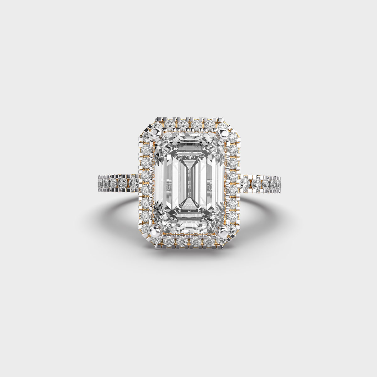 2.5 Carat Eclipse Halo Emerald Ring – View 1