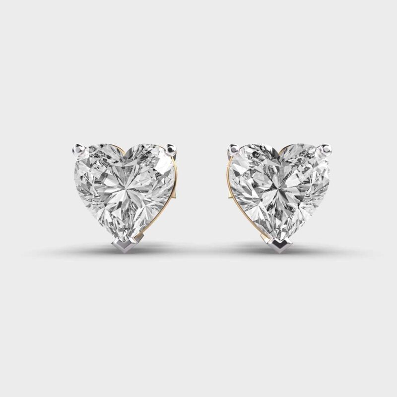 2 Carat Radiant Heart Solitaire Studs – View 1