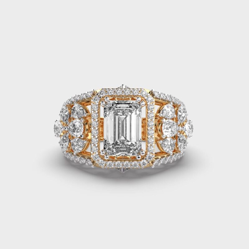 2 Carat Vintage Glam Emerald Diamond Ring – View 1