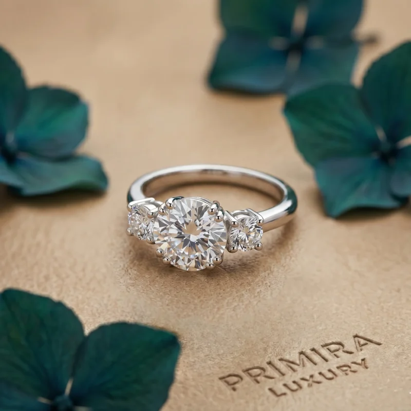 Celestial Harmony 1.5 Carat Round White Three-Stone Ring
