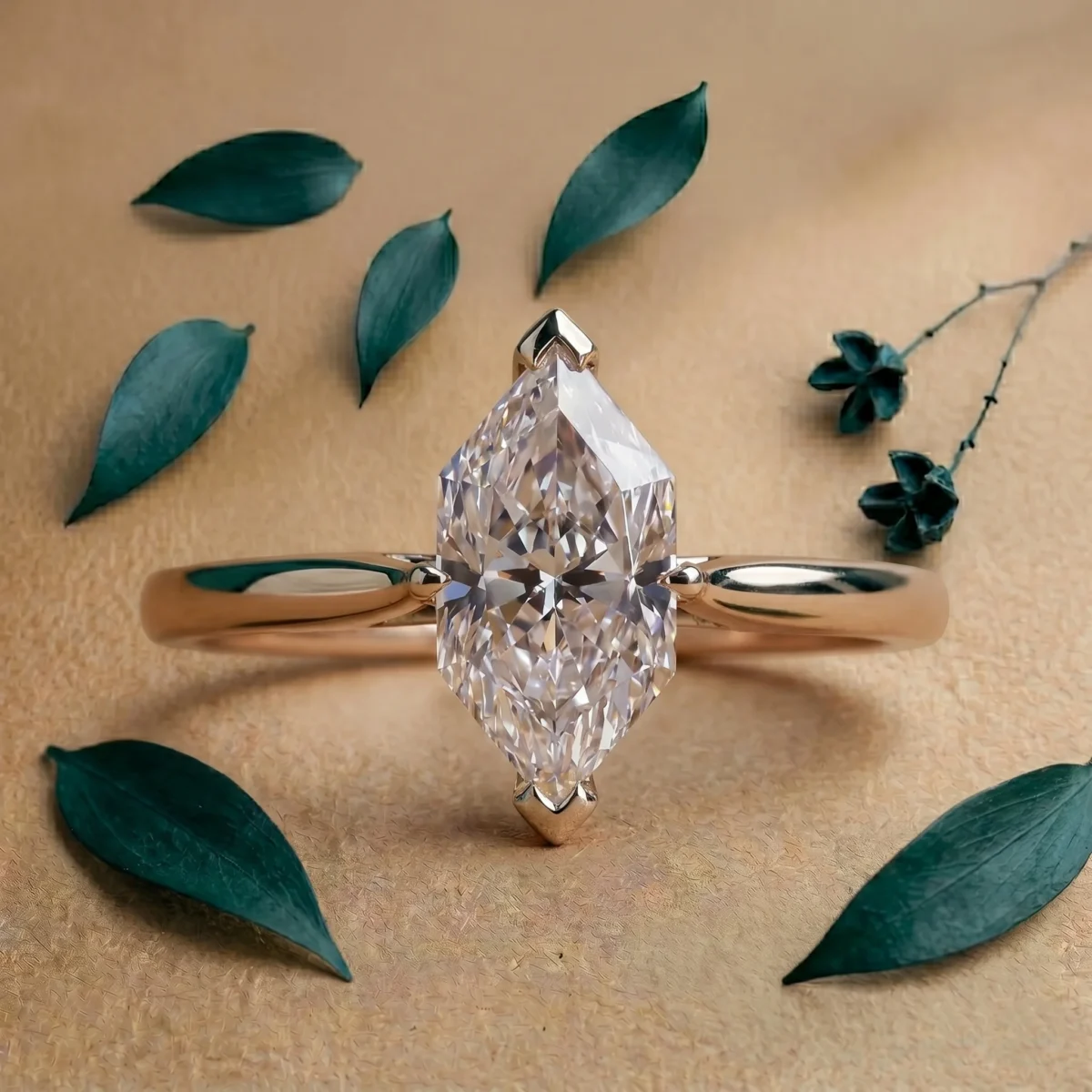 Dutch Marquise Elegance 1.5 Carat Dutch Cut White Solitaire Ring Online | Primira Luxury