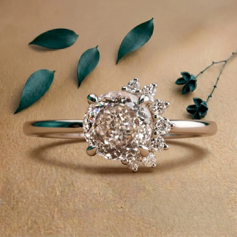 Portuguese Cut 1 Carat White Diamond Cluster Ring