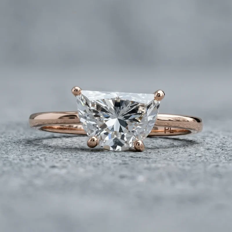 Half Moon 1 Carat White Diamond Solitaire Engagement Ring