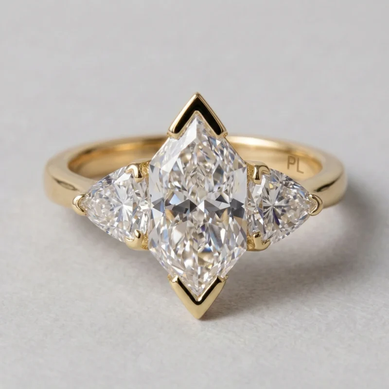 2.5 Carat Dutch Marquise White Diamond Three-Stone Ring