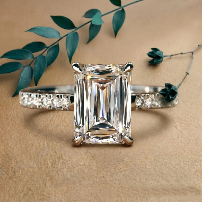 1.78 Carat Emerald White Lab Diamond Engagement Ring – Criss-Cut Symbol of Promise