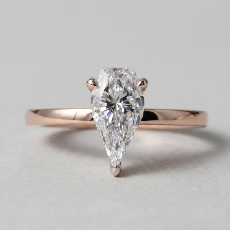 1 Carat Pear Shaped White Lab Diamond Solitaire Ring – Spear Cut Devotion