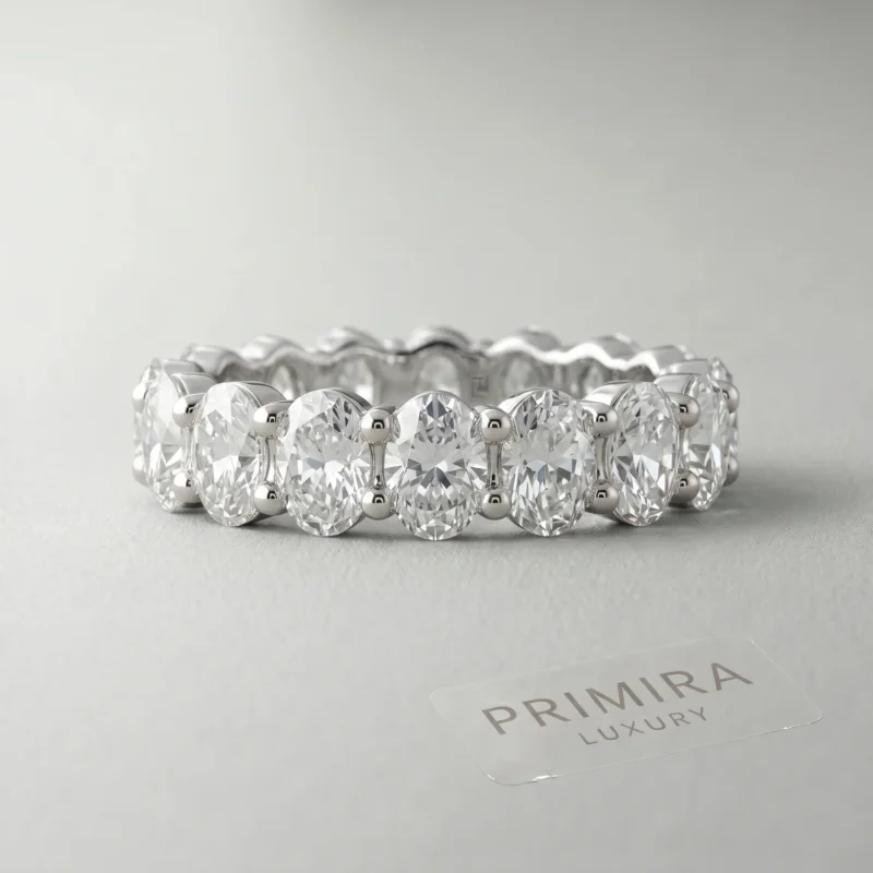 Elegant Oval 3.5 Carat White Diamond Eternity Band
