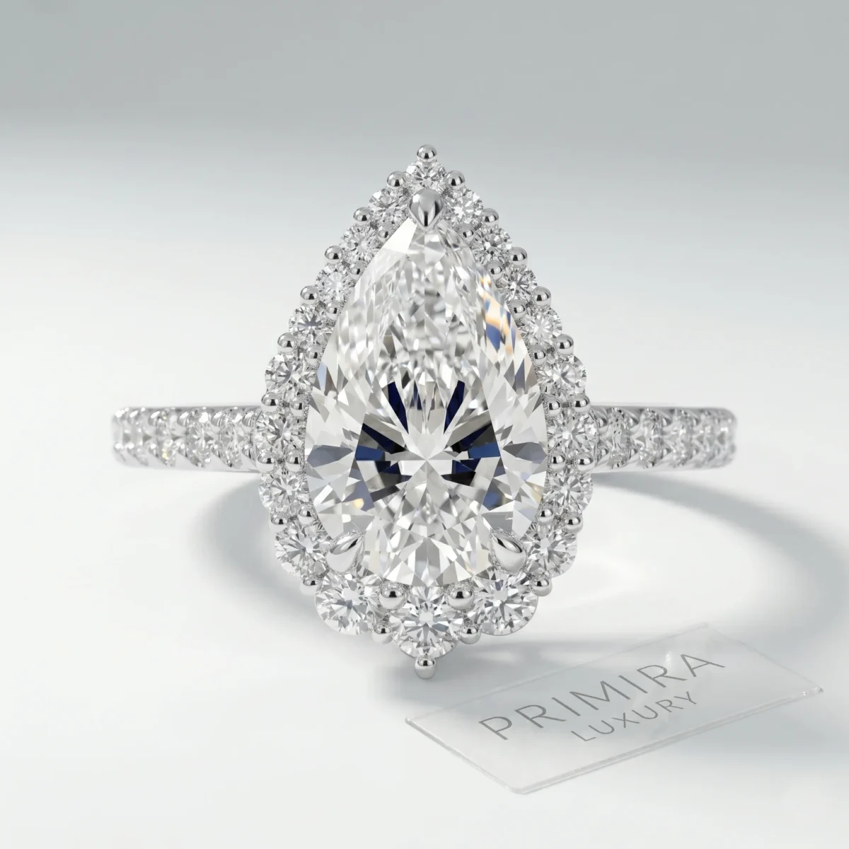 rng-hl-lgd-24-dr18 (1) 2 Carat Pear Shaped White Diamond Halo Ring – Graceful Sparkle Online | Primira Luxury