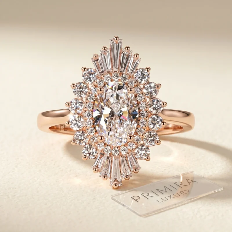 Frosted Elegance 3.5 Carat Oval White Diamond Halo Ring