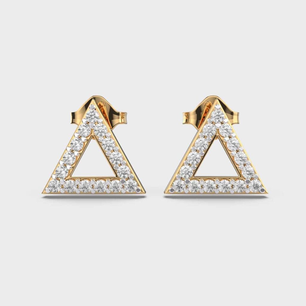 Round Triangle Diamond Studs – View 1