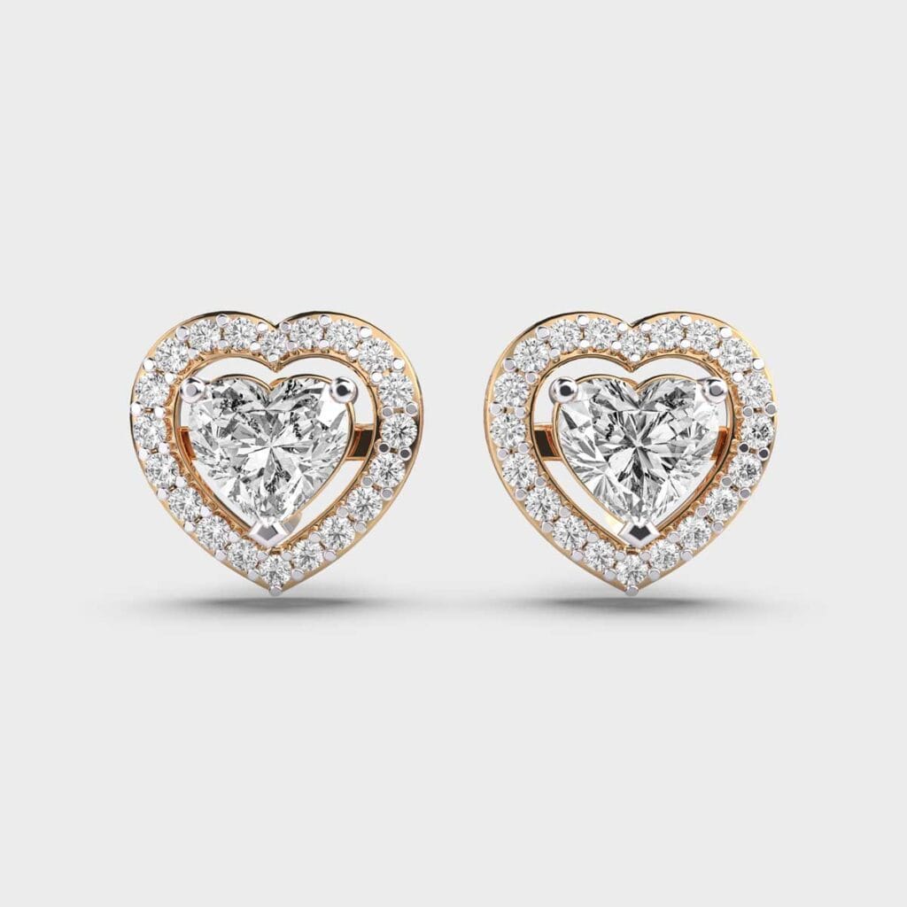 1 Carat Heartfire Halo Diamond Studs – View 1