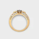 14K gold ring showing sculptural shoulders and diamond setting