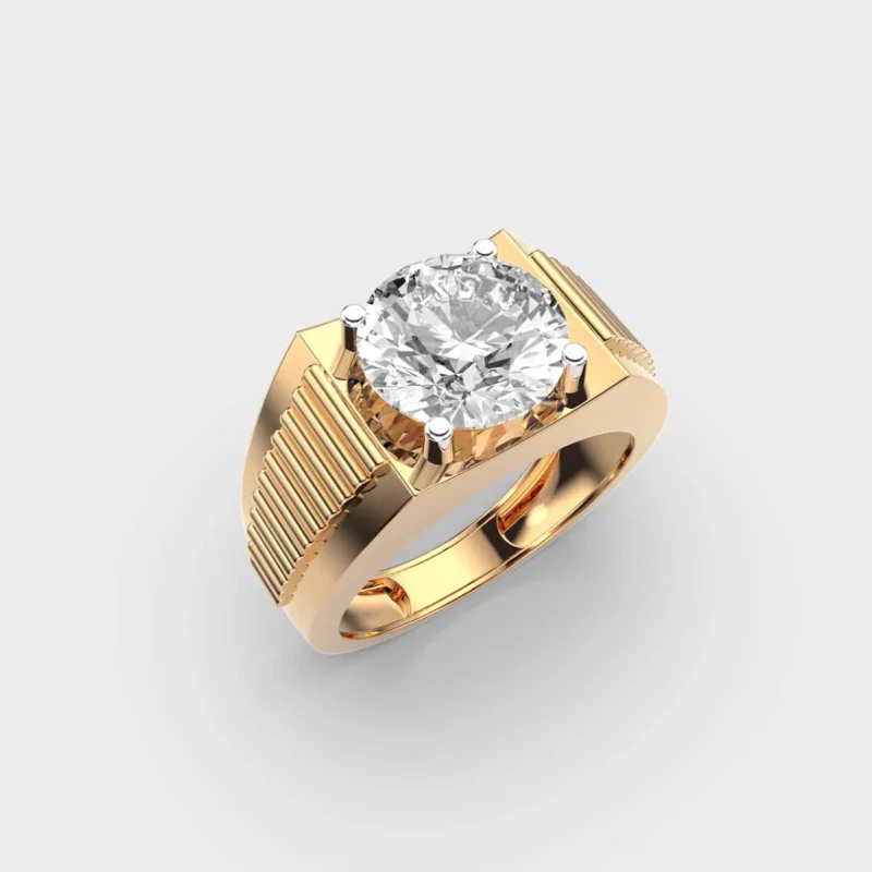 Three Carat Flute Solitaire Band Ring - Image 2