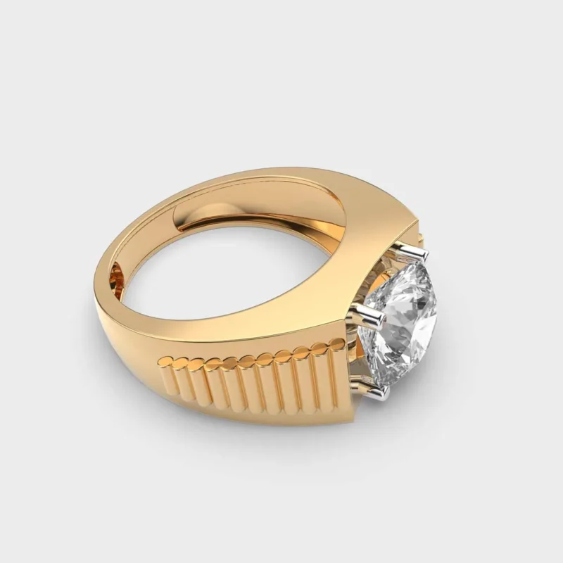 Three Carat Flute Solitaire Band Ring - Image 3