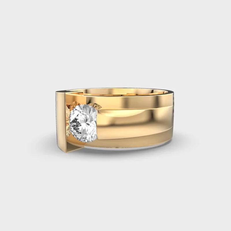 Pinnacle 1 Carat Solitaire Men’s Band Ring - Image 3