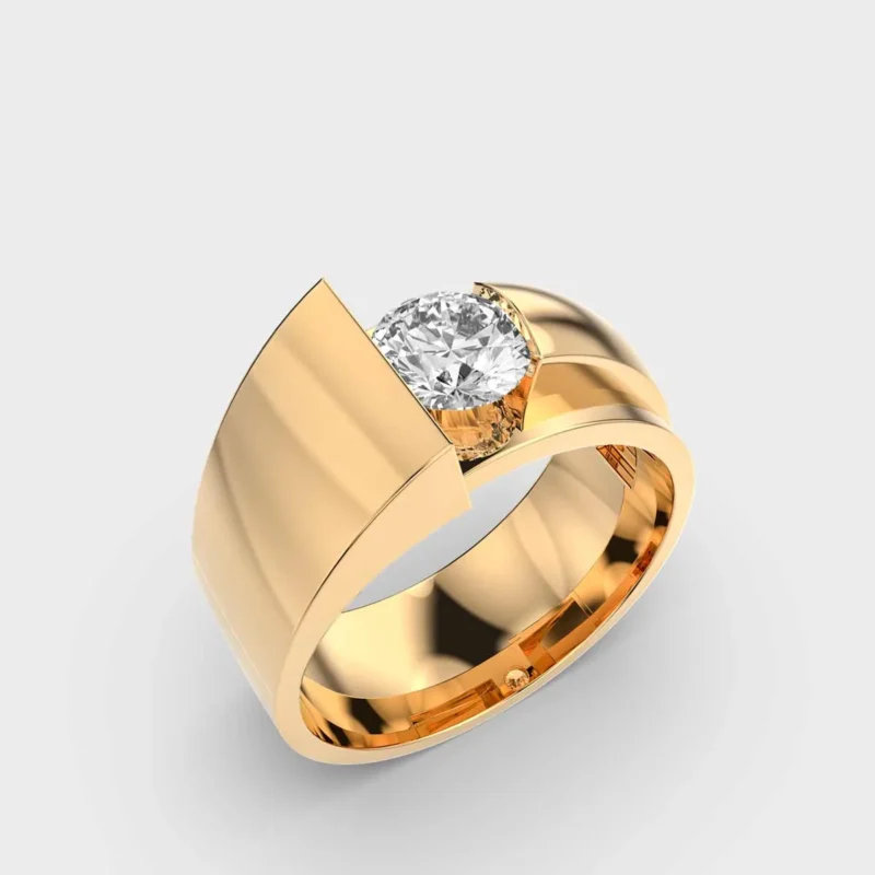 Pinnacle 1 Carat Solitaire Men’s Band Ring - Image 2