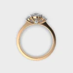 Side profile showing bezel accent and setting on 14k gold lab grown diamond ring.