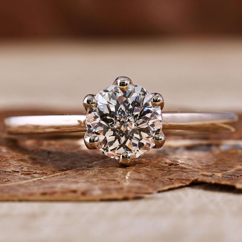 Antique 0.99 CT Jubilee Cut Solitaire Diamond Ring – View 1