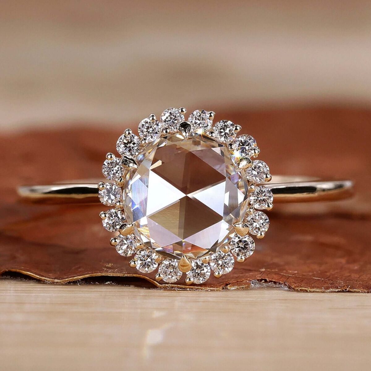 Celeste Halo Rose Cut Diamond Ring – View 1