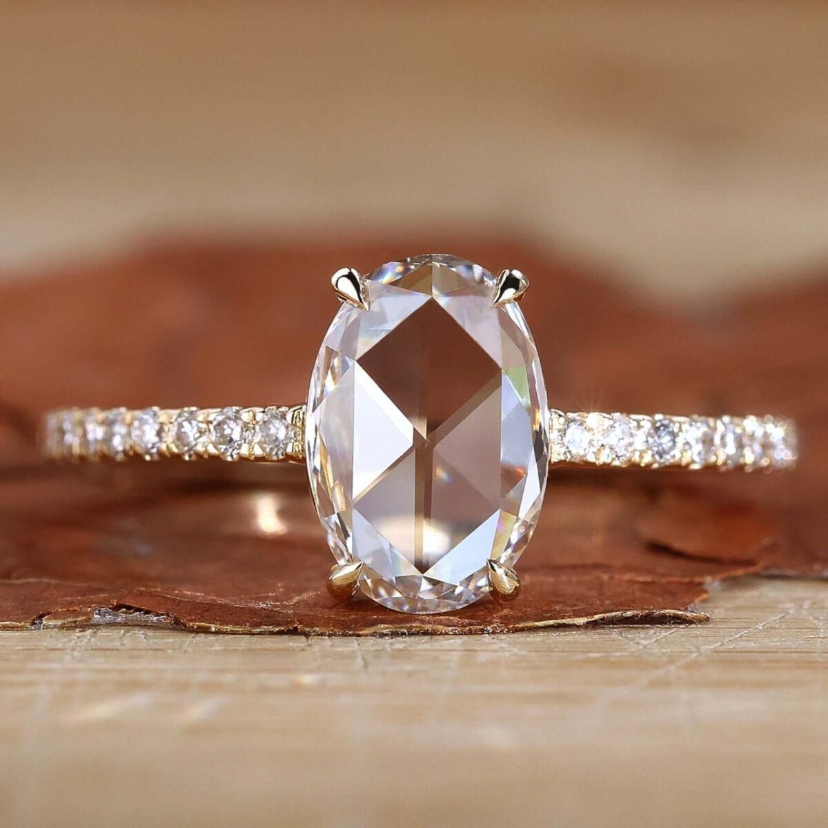 Celestial Oval Rose Cut Diamond Ring – View 1