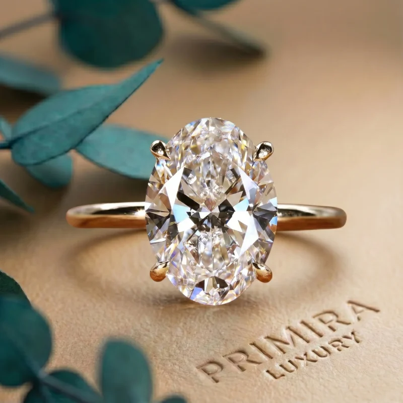 Lustrous Oval 3 Carat Oval Cut Faint Yellow Solitaire Ring