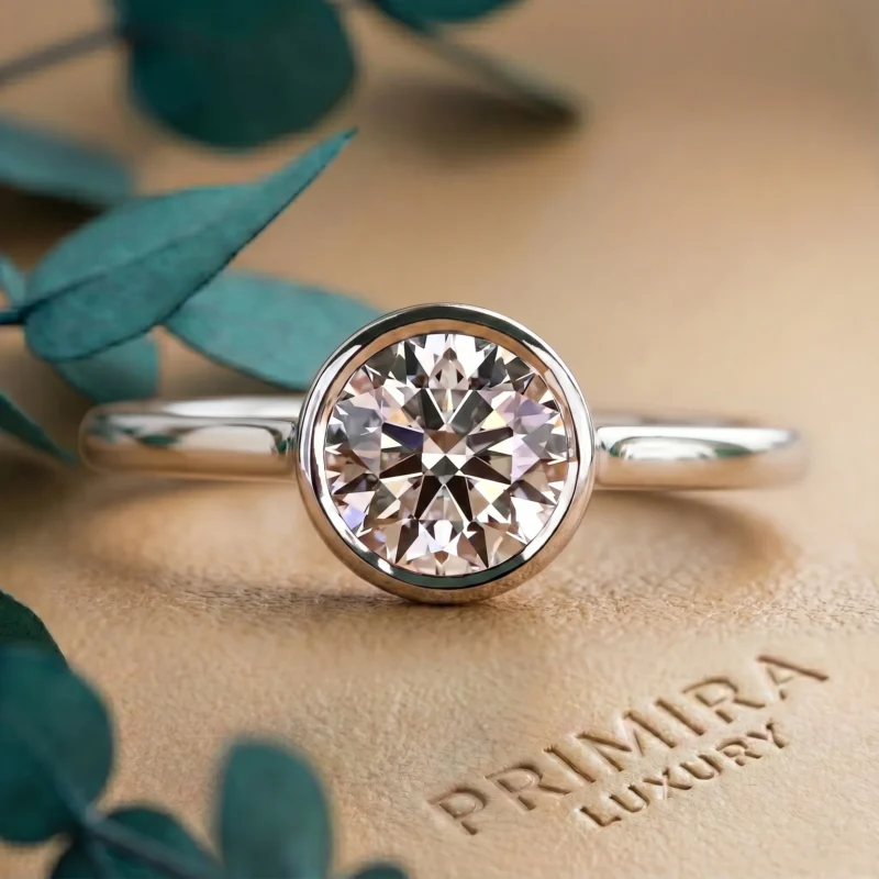 Classic Glow 1 Carat Round Cut White Bezel Solitaire Ring