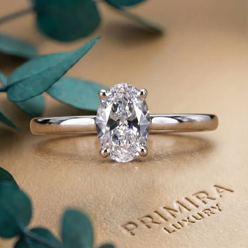 Prism Solitaire 1 Carat Oval White Diamond Ring