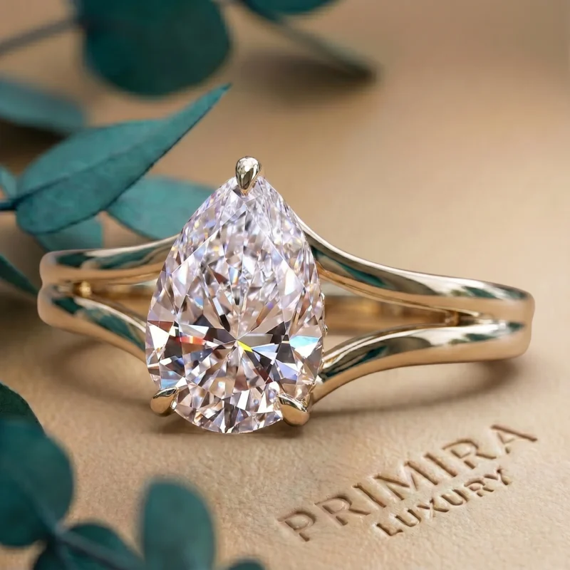 Eclipse 2 Carat Pear White Hidden Halo Solitaire Ring