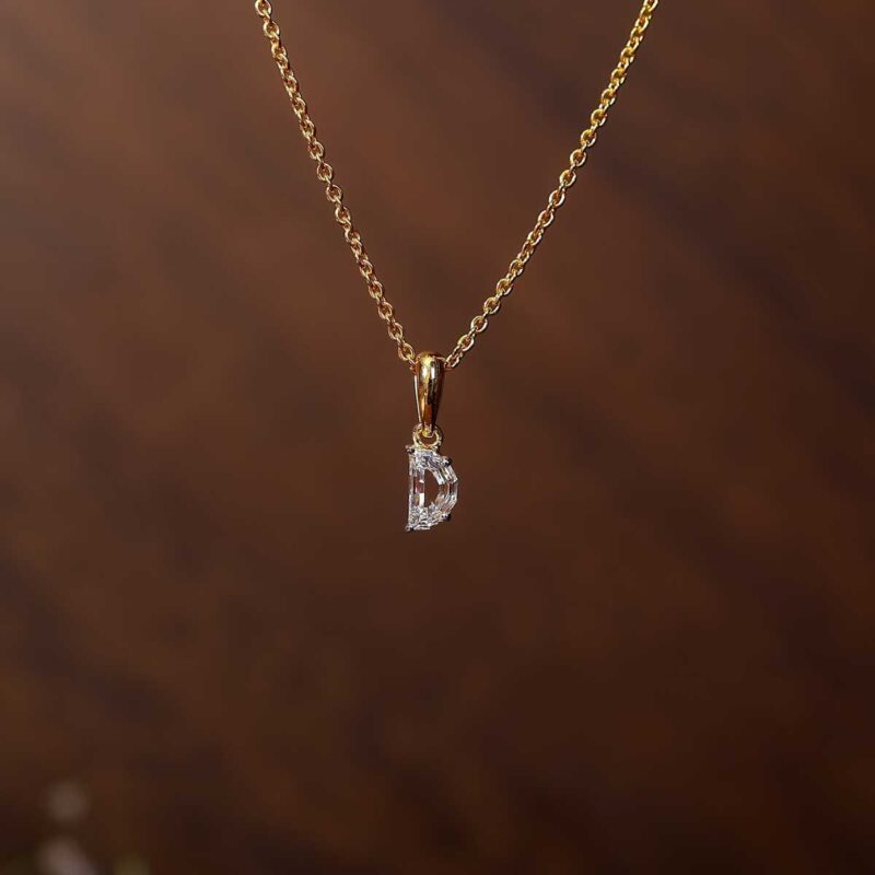 Distinctive D Diamond Pendant – View 1