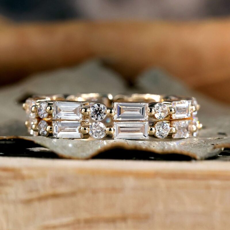 Elysian Glow Baguette & Round Lab Diamond Wedding Band – View 1