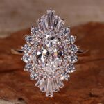 Frosted Elegance Snowflake Style Oval Lab Grown Diamond Engagement Ring – View 1