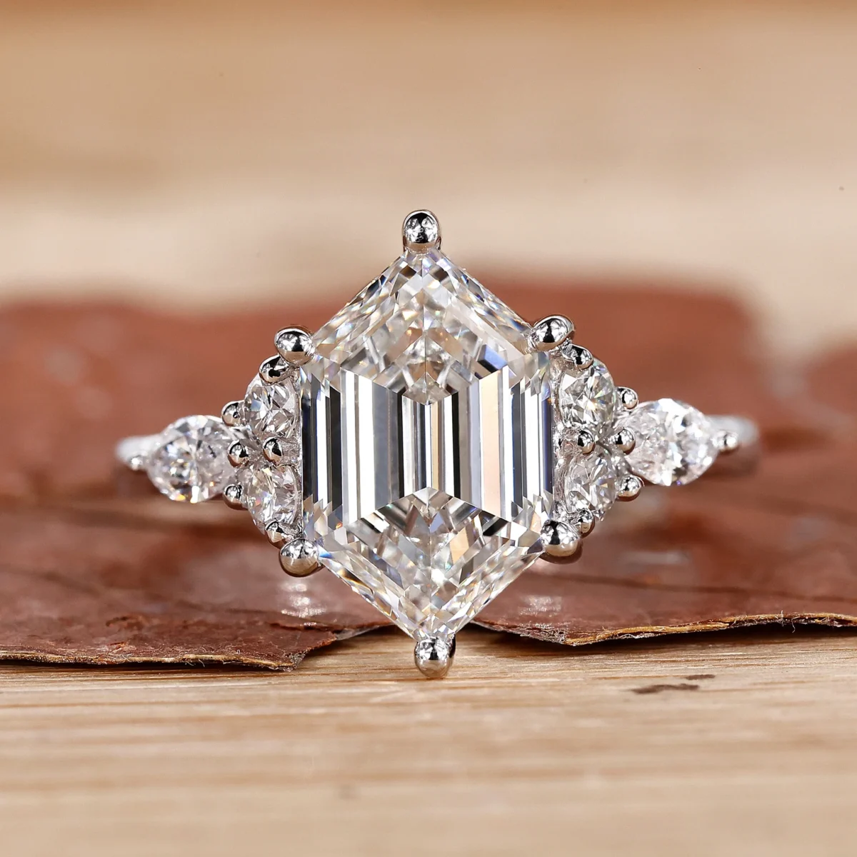 Geometric Hexagon Brilliance Engagement Ring – View 1