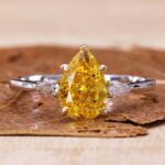 Golden Elegance 1.61 CT Pear Cut Diamond Trio Ring – View 1