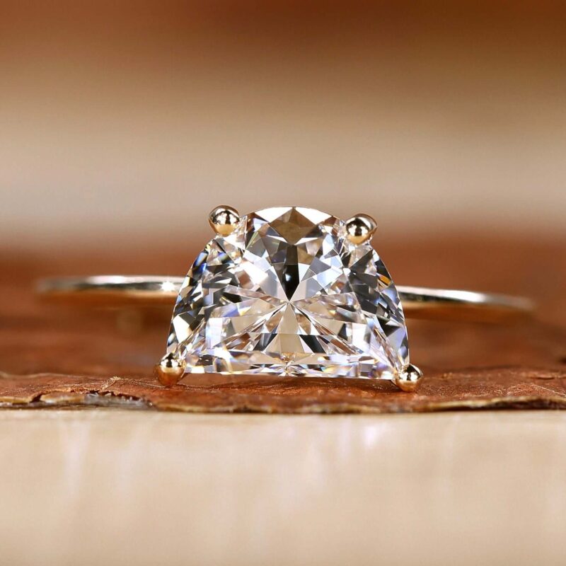 Half Moon Diamond Solitaire Ring – View 1