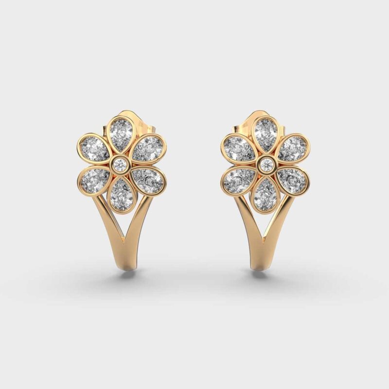 Jubilant Petal Diamond Hoops – View 1