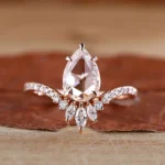 Lumina 2 Carat Pear White Rose Cut Engagement Ring Lumina Pear Diamond Ring – View 1