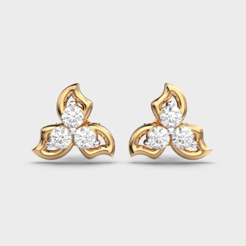 Nature’s Whisper Leaf Diamond Studs – View 1