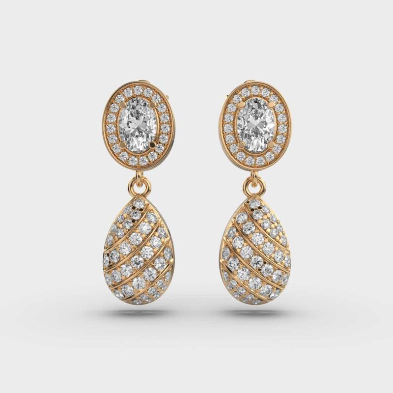 Ornate Oval Diamond Drops – View 1